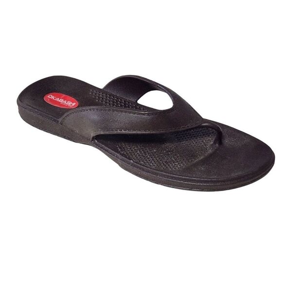 Okabashi Sandals Brown Rubber Womens Size Large 9.5 10 Flip Flops Thongs Flat - Picture 1 of 11